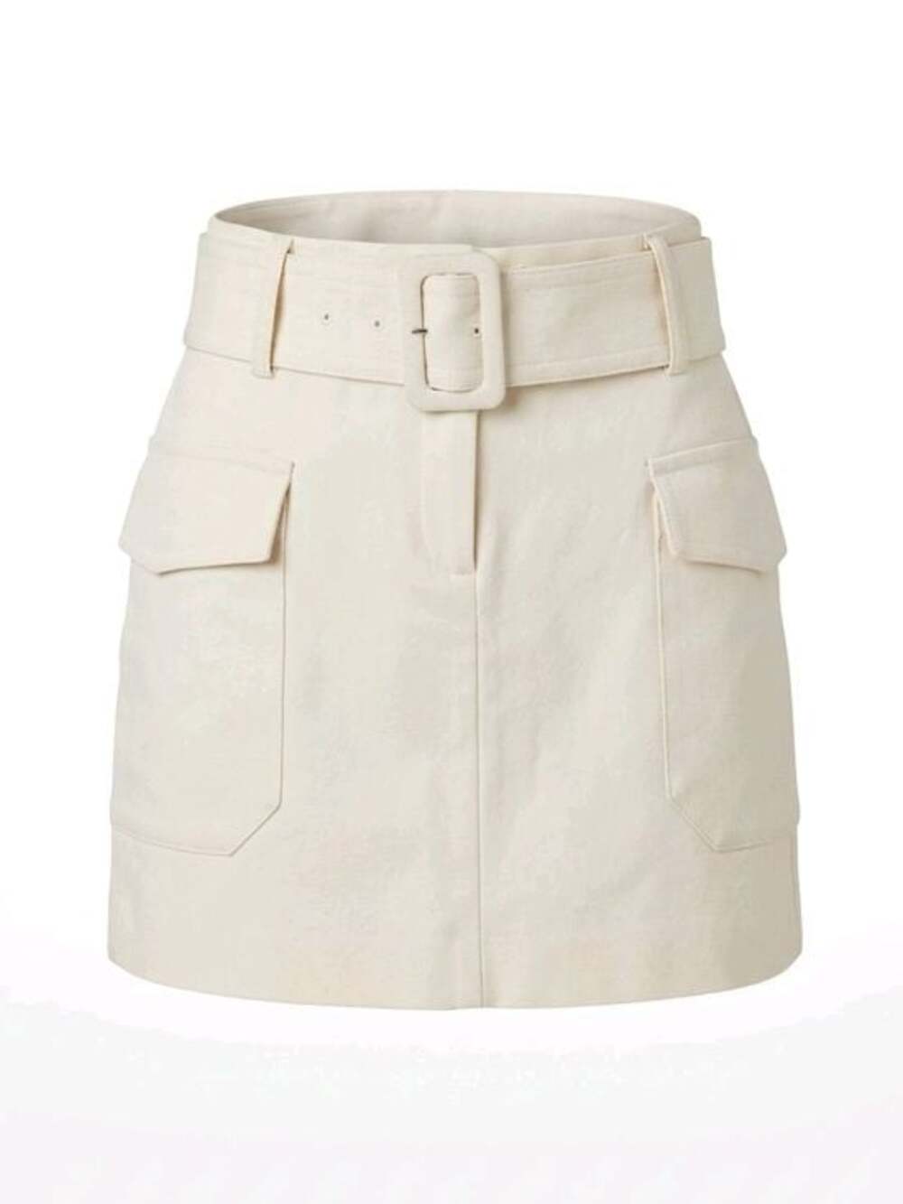 Express: High-Waist Belted Mini Skirt in Ivory